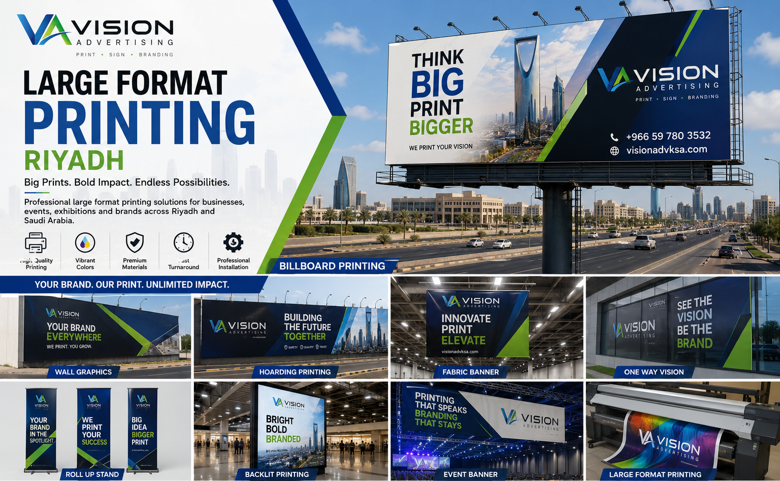 Large format printing Riyadh billboard, wall graphics, banners and outdoor branding by Vision Advertising